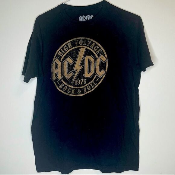 Large AC/DC Black-Gold SS Stamp Label T-Shirt - Picture 4 of 5